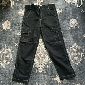 Zara Black with White Stitch Cargo Pants